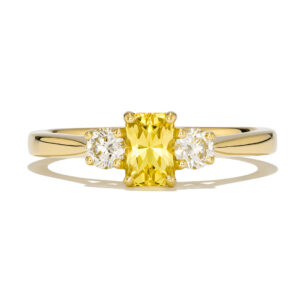 Yellow Sapphire ring with LG Diamonds