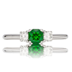 Tsavorite and LG Diamond Ring