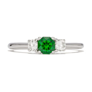 Tsavorite and LG Diamond Ring