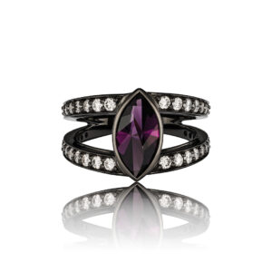 Black Marquise Spinel and Diamond Ring