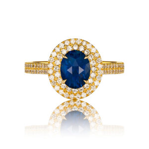 No Heat Blue Sapphire and Diamond Ring