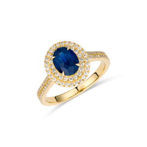 No Heat Blue Sapphire and Diamond Ring