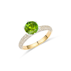 Green Tourmaline and Diamond Ring