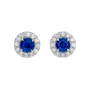 Blue Sapphire and diamond studs